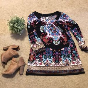 BEIGE Black Patterned Dress